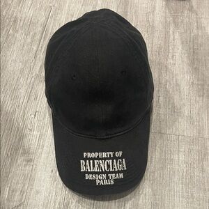 Balenciaga Black Baseball Cap with White Embroidered Logo